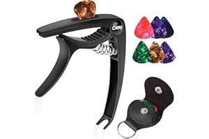 PBUSPU Kapodaster für Gitarre Capo Gitarren mit 6 Plektren Einhand-Gitarren-Kapodaster Gitarre Guitar Capo Gitarren Zubehör Capo Gitarre Capodaster Kapo Capo Capodaster Kapodaster Classical Akustik (Schwarz)