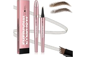 RUICEN Microblading Eyebrow Pen-2024 New Magic Eyebrow Pencil with 4 Fork Tip for Natural-Looking Hair-Like Defined Brows, Long-Lasting for 24 HR Wear, Waterproof Eyebrow Pen - Dark Brown