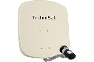 TechniSat DIGIDISH 45 – Antenne Satellite pour 1 utilisateur (Petite Installation Satellite de 45 cm - kit Complet avec Support Mural et Satfinder V/H-LNB) Beige