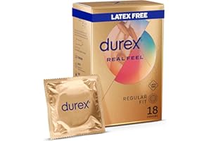 Durex Real Feel, 18 Condoms, Regular Fit, Latex Free, Extra Silicone Lube