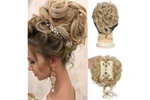 SDZNYQT Claw Messy Bun Hairpieces Clip Wavy Curly Hair Chignon Clip in Hairpieces Tousled Updo Doughnut Bun Synthetic Ponytail for Women Girls