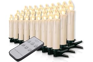 ‎FOREVER SPEED Forever Speed 20-60er Weinachten LED Kerzen Weihnachtsbeleuchtung Lichterkette Kerzen kabellos Weihnachtskerzen Weihnachtsbaum Kerzen mit Fernbedienung kabellos Baumkerzen(milchweisse Hülle, 20er)