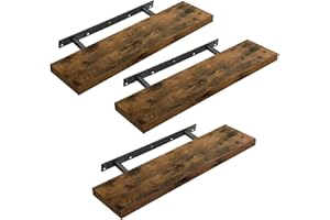 ‎VASAGLE VASAGLE LWS28BX-3 Wall Shelves, Set of 3, Floating Shelves, 20 x 80 x 3.8 cm, Wall Shelf for Picture Frame, Decoration, Shelf for Living Room, Study, Kitchen, Vintage Brown