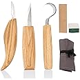 mumisuto Wood Carving Tools Set, 5Pcs High Manganese Steel Hand Wood Whittling Kit for Beginners, Woodworking Carving Tool with Spoon Knife, Woods Whittling, Chip Carvings Tools and Storage Bag