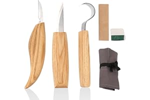 mumisuto Wood Carving Tools Set, 5Pcs High Manganese Steel Hand Wood Whittling Kit for Beginners, Woodworking Carving Tool with Spoon Knife, Woods Whittling, Chip Carvings Tools and Storage Bag