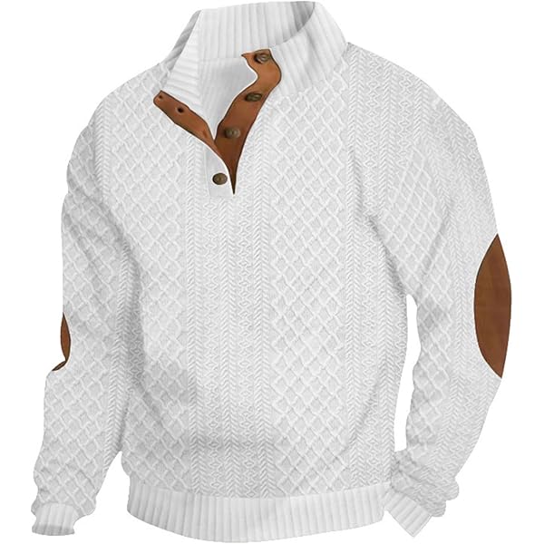 UHouse Sweat Homme Coton Sans Capuche Vintage Sweatshirt Hiver Pull