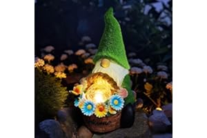 Eletorot Garden Gnomes Ornaments Outdoor Solar, Gnome Gifts for Women Mum Grandma Nan, Garden Statue Gnome Decor with Lights - Unique Housewarming Gardening Presents