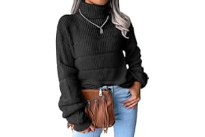 NLAND Pull Femme Col roulé Tricot Hiver Chaud Pullover Manches Longues élastique Basique Col Montant Pullover Automne Hiver Top Sweatshirt Moderne Confortable décontractée