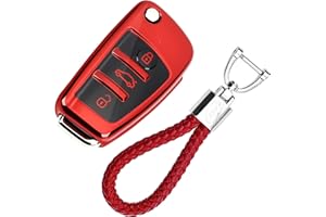 KASER Funda Carcasa Llave Coche Silicona TPU Compatible para Audi A1 A2 A3 A4 A5 A7 Q1 Q3 Q5 TT Llaveros Cover Protección Mando a Distancia (Rojo)