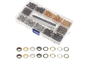 CHMISS Occhiello Strumento, 400 Set 6 mm Grommet Occhielli Metallo 4 Colori con Set di Attrezzi da 3 Pezzi per Vestiti, Borse, Cappelli, Scarpe di Tela, Etichette, Cinture