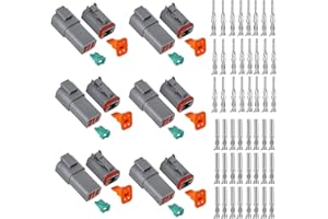 HUAZIZ 6 Sets Impermeabile Auto Connettore Elettrico DT 4 Pin Way Terminale Filo Connettore Spina Sigillato Grigio Maschio e Femmina Auto Impermeabile Filo Elettrico Connettore Spina