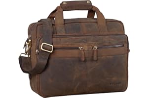 STILORD 'Explorer' Maletín de Profesor Cuero Hombre Mujer - Gran Bolso Vintage de Piel Auténtica con Bandolera, Separadores & Compartimento Portátil 15,6' - Bolso de Trabajo