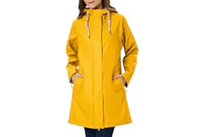 EnduaReve Regenmantel Damen Lang mit Kapuze PU Wasserdicht Regenjacke Gefütterte Funktionsjacke Outdoorjacke Outdoor Wandern