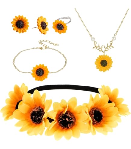 Mocoosy 4 mazzi girasoli artificiali, girasoli di seta finti con steli, fiori ar