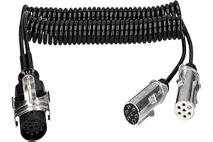 SAMETRUCK Elektrowendel Adapter 15pol auf 2X 7pol 24V LKW Auflieger Anhänger Spiralkabel