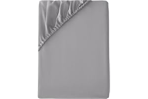 BELDORA Anti-Allergy Anti-Bacterial Brushed Microfibre Polyester Fitted Bed Sheet - 28cm Depth, Easy Care, Fade Resistant (Silver, Double)
