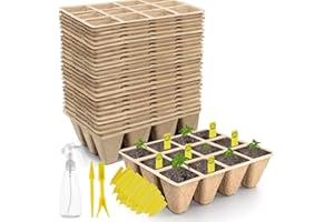 SYITCUN 480X Biodegradables Semilleros de Germinacion 3,1x3,1cm, Paquete de 40 Maceta Biodegradable para Semilleros,Bandejas de Plántulas, Macetas de Vivero Biodegradables