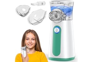 MIODURO Aerosol Portatile Silenzioso, Macchina Aerosol Adulti e Bambini che Efficace per Alleviare la Respirazione, 2 Maschere E Boccaglio, USB-C Ricaricabile, Velocità Di Atomizzazione Regolabile (Verde)