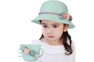 Danfiki Beach Straw Hats Girls Kids Sun Hats Summer Beach Hats Straw Woven Pocket Suit Outdoor Activities