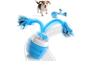 FLERDMAU Jouet pour Chien Interactif – Balle Interactive Chiens, Jouet pour Chiot Occupation, Balle pour Chien Intelligent Rechargeable Jouets pour Chiot avec Ficelle (Blu)