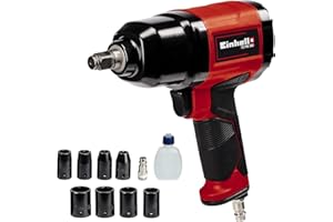 Einhell Boulonneuse pneumatique TC-PW 340 (couple max. 340 Nm, rotation gauche/droite, poignée en caoutchouc, avec 8 douilles, flacon d'huile (vide), raccord)