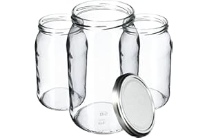 KADAX Lot de 24 bocaux de conservation en verre pour couvercle à visser - 900 ml - Pour confiture, conservation, conserves, argentés, K5198