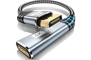 YUETUOL Adaptateur Displayport vers HDMI, 4K Displayport vers HDMI (Unidirectionnel), Adaptateur DP vers HDMI Compatible pour Ordinateur de Bureau, Carte Graphique, HP, Dell, Projecteur