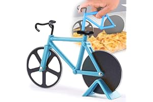 Ceeyoll Pizzaschneider Fahrrad Pizzaschneider Pizzaschneider Lustig Pizzaschneider Fahrrad Edelstahl Doppel Pizza Schneider KüChen Gadgets Rennrad Geeignet FüR KüChen Restaurants Partys Usw (Blau)