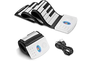 POGOLAB Clavier Piano 49 Touches Pliable Numérique, 47 Tonalités, 14 Démos, 128 Rimes, Haut-parleur Intégré, Portable Pour Débutant, Cadeau Pour Anniversaire Fête