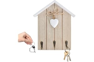 Zimoer Wall Mounted Wooden Key Holder, House-Shaped Key Cabinet Wall Key Box for Home, Wooden Wall Decorations Key Holder Rack for Entryway, Mudroom, Hallway, Bedroom, Kitchen, Office