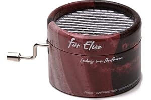 Spieluhr mit der Melodie FÜR ELISE von Beethoven (Kurbelwerk, Mini-Drehorgel, Spieldose, Musik Box) schönes Geschenk mit sichtbarer Walze