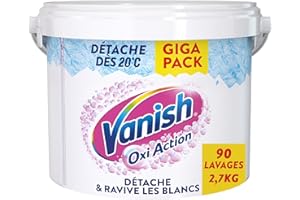 Vanish Oxi Action Booster de Blancheur - Détachant Textile & Raviveur de Blancheur - Poudre efficace dès 20° - Pot de 2,7 Kg