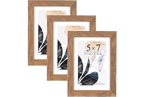SCHOLARTREE Picture Frame 13 x 18 cm, Wood Colour, Real Wood, Plexiglass, Poster Frame, Photo Frame, Set of 3