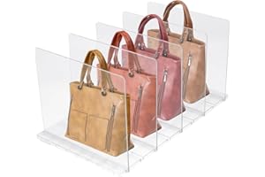 Yuhtech 5 Stück Verstellbare Regalteiler, Transparenter Handtaschen Organizer für Schrank, Schrankregaltrenner, Handbag Organizer, Trennwand für Schlafzimmer Küche Schränke