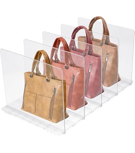 Organisateur à Sacs à Main Transparent – 4 Compartiments – Pour Placard Ou étagère – ABS – 32 Ou 42 Cm