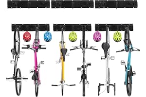 Sinoer Bike Rack Soporte de pared para almacenamiento de bicicletas para 6 bicicletas + 5 cascos Gancho para garaje o hogar Portabicicletas vertical, 20 pulgadas / 511 mm