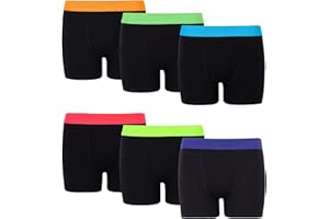 Tesmark 6/12 X Boys Boxer Shorts Assorted Colours Cotton Boys Shorts for Kids 5-16 Years, Elasticated Waistband Boxer Shorts Boys Underwear
