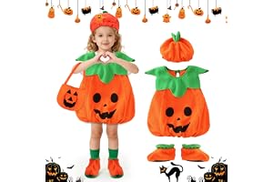 Halloween pumpadräkt för barn med hatt, unisex pumpadräkt med pumpa godisväska för flickor och pojkar