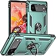 for Pixel 6 Case, Google Pixel 6 Case, Silicone Shockproof Military Grade Protective Phone Cover with Ring Kickstand for Google Pixel 6 (Dark Green)