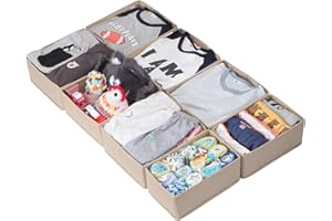 LAJIAKE 8er Set Schubladen Organizer passend für PAX Kleiderschrank 100×58 cm – Faltbar Schubladeneinsatz für Kleidung & Kinderkleidung, modulares Design, stabil, Beige
