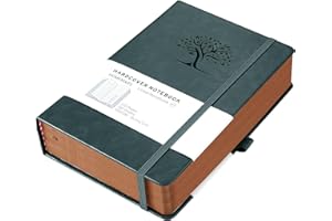 HOMEMARS Cahier A5, Cahier de Note, Notebook, Carnets et Journaux, 320 Pages, 100 GSM, Ligné,Vert, Carnet De Notes De Journal Épaissi,Carnet numéroté, Journaux en cuir épais, conception d’arbre