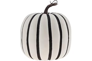 Kepfire 1Pcs Simulation Fake Pumpkin 18 cm Extra Large Artificial Foam Halloween Thanksgiving Autumn Decoration Home Kitchen Table Party - White