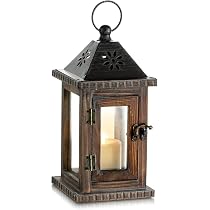 Lanternes NUPTIO En Bois Et Métal Avec Bougie LED - 34cm - Télécommande, Minuterie Et Variateur - Décoration Intérieur/Extérieur Style Scandinave