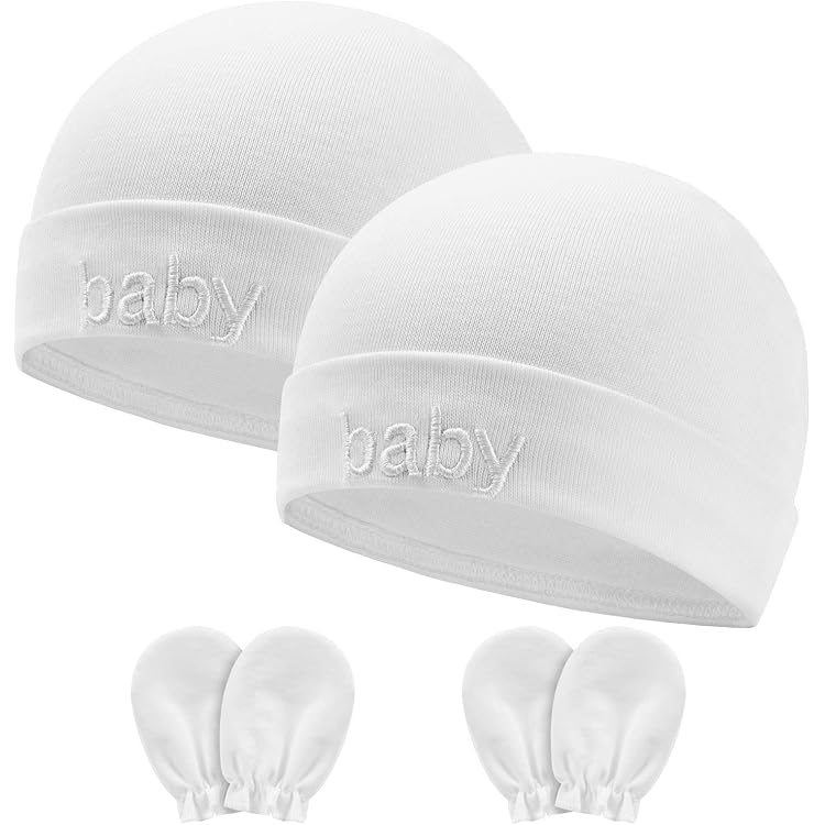 Bonnets Et Moufles Bébé 0-6 Mois - 100% Coton | Anti-Rayures, Lavable