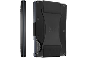 The Ridge Wallet for Men, Slim Wallet for Men - Thin as a Rail, Minimalist Aesthetics, Holds up to 12 Cards, RFID Safe, Aluminum Wallet with Cash Strap (Black)