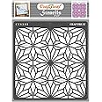 CrafTreat Geometric Pattern Stencils for Painting on Wood, Tile, Canvas, Paper, Fabric and Floor - Geometric Flowers Stencil - 6x6 Inches - Reusable DIY Art and Craft Stencils Pattern for Painting
