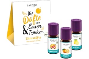 ‎BALDINI Baldini Bio-Aromen 3er-Set Zitrusdüfte – ätherische Öle Orange demeter, Grapefruit & Zitrone – 3×5 ml – naturrein & bio