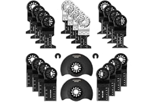 SWWMM 24PCS Starlock Oscillating Multi Tool Blades,Universal Wood Metal Oscillating Saw Blades Quick Release Multitool Blade Set,Power Tools Accessories Compatible with Bosch,Makita,Dewalt,Fein