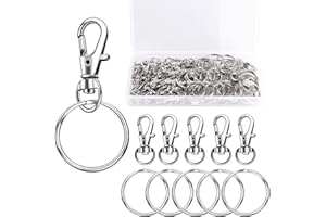 CHMEJIA 100 Stück Schlüsselringe Karabinerhaken Klein Schlüsselanhänger Drehgelenk Karabiner Edelstahl mit Kunststoffbox Schlüsselanhänger Machen Basteln