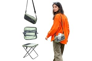 HOEWPHOFLY Sgabello Pieghevole Portatile, Sedia Pieghevole Campeggio, Sedia da pesca, Sedia da Campeggio Pieghevole Compatta, Con Cinghie per Spalla Ideale per Pesca, Schizzi, Barbecue e Attività All'aperto